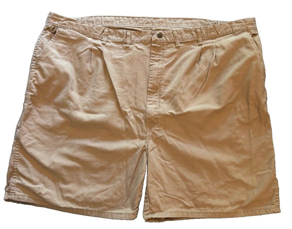 Vintage 90s Wrangler Rugged Wear USA Shorts Mens 52 Khaki Canvas Utility Fish